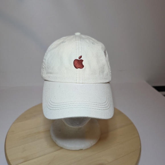 Vintage Apple Computers Embroidered Logo Hat NWT Strap Back Off White - Picture 1 of 7